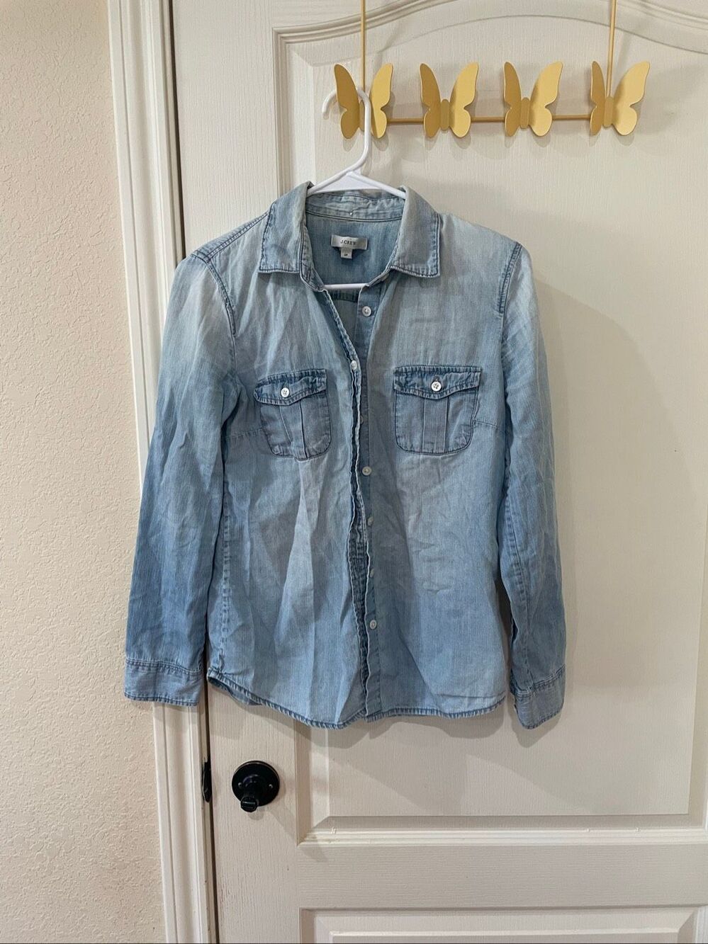 J. Crew women's long-sleeve denim button-Down size 2P